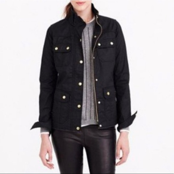 J.CREW The Downtown Military inspired field jacket in coated canvas black XS - Picture 1 of 7
